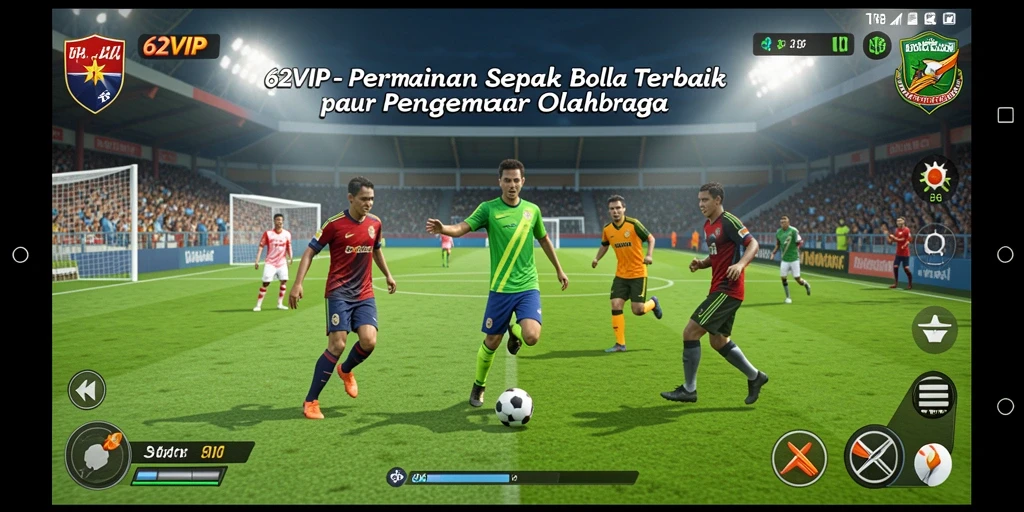Tampilan gameplay menarik dari 62VIP dengan grafis sepak bola yang realistis.