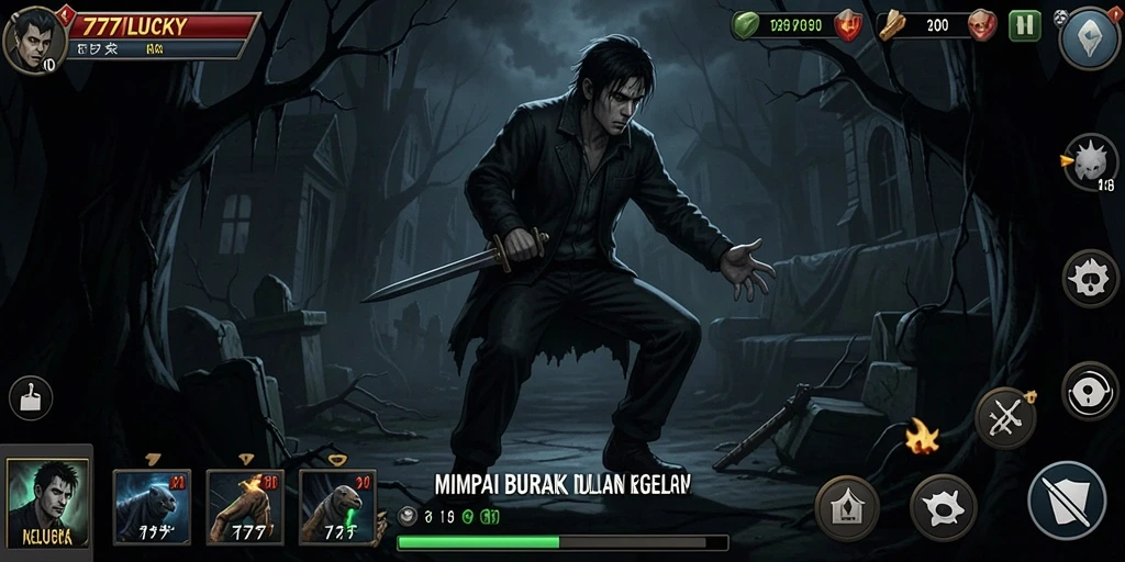 Screenshot gameplay menampilkan suasana menyeramkan di 777LUCKY.