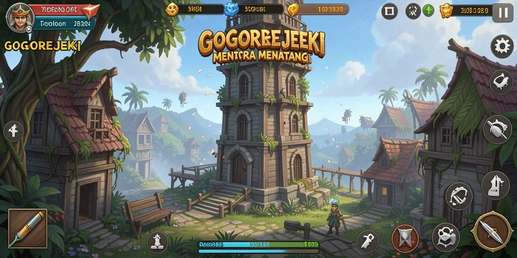 Screenshot GOGOREJEKI menampilkan pertarungan menara yang seru dalam Tower Defense.