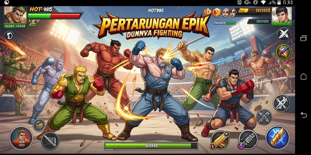 Tampilan gameplay HOT985 yang menegangkan dalam pertarungan Fighting.