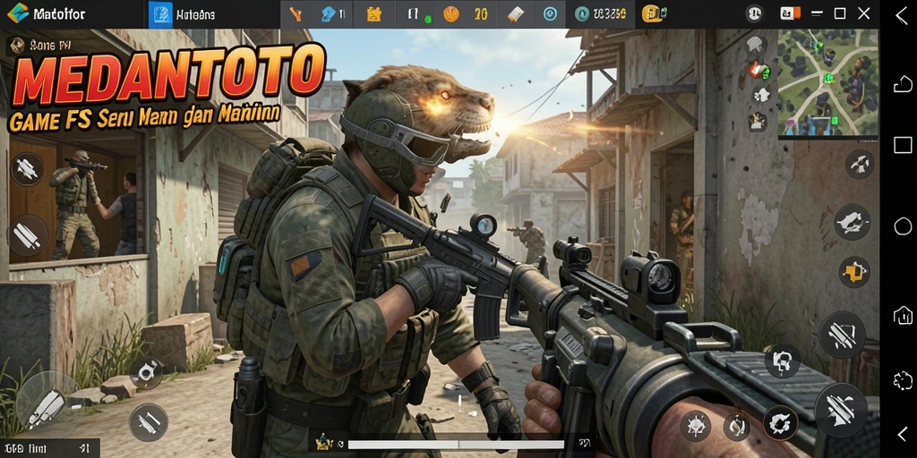 Tampilan gameplay intens MEDANTOTO dengan aksi FPS yang mendebarkan.