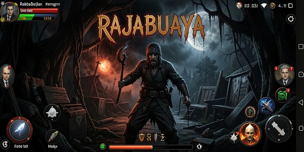 Screenshot memperlihatkan suasana menyeramkan dalam gameplay RAJABUAYA.