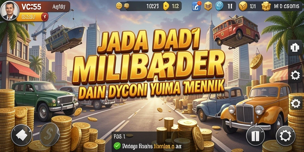 Tampilan seru dari gameplay VC55 yang menggambarkan dunia Tycoon.