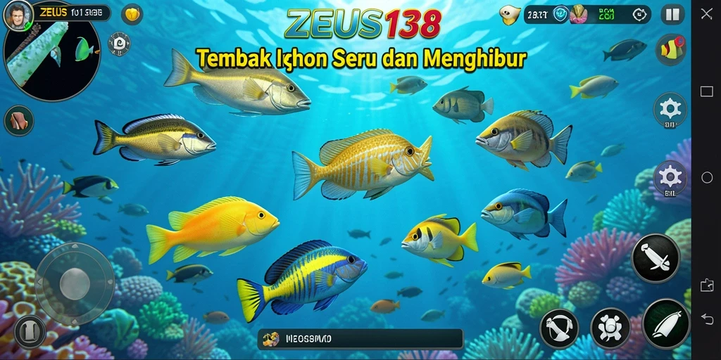 Screenshot gameplay ZEUS138 menampilkan serunya berburu ikan.